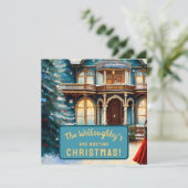 Charmant Bed & Breakfast Victoriaans huis Kerstmis Save The Date (Staand voorkant)