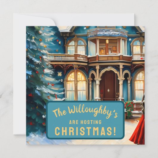 Charmant Bed & Breakfast Victoriaans huis Kerstmis Save The Date (Voorkant)