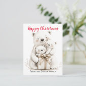 Charmant Beer Familie Kerst Waterverf Briefkaart (Staand voorkant)