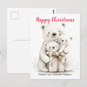 Charmant Beer Familie Kerst Waterverf Briefkaart (Voorkant / Achterkant)