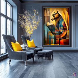 Charmant Beer - kubistische lezer in diepe gedacht Poster