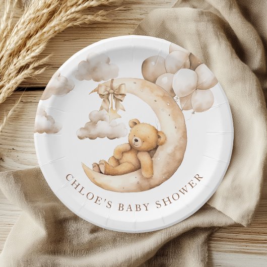Charmant Beer Over The Moon Baby shower Neutraal Papieren Bordje