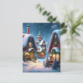 Charmant besneeuwd kerstdorp briefkaart (Staand voorkant)