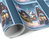 Charmant besneeuwd kerstdorp cadeaupapier (Rol Hoek)