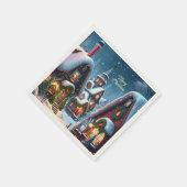 Charmant besneeuwd kerstdorp op maat servet (Hoek)