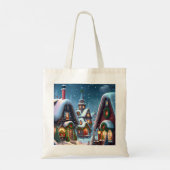 Charmant besneeuwd kerstdorp op maat tote bag (Achterkant)