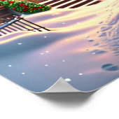 Charmant besneeuwd kerstdorp poster (Hoek)