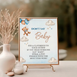 Charmant blauw Beer niet zeggen Baby shower spel Poster