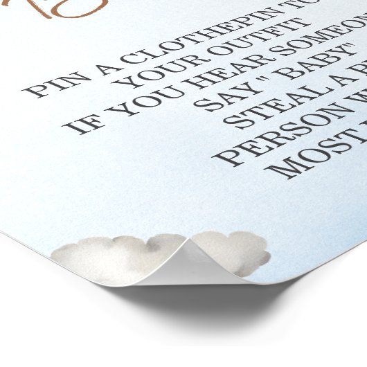 Charmant blauw Beer niet zeggen Baby shower spel Poster (Hoek)