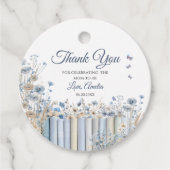 Charmant Blauw Bloemen Baby shower Dank u Bedankjes Labels (Voorkant)