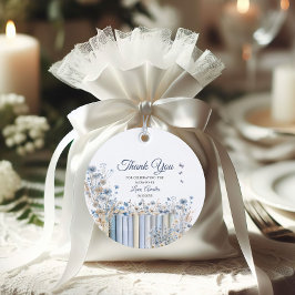 Charmant Blauw Bloemen Baby shower Dank u Bedankjes Labels