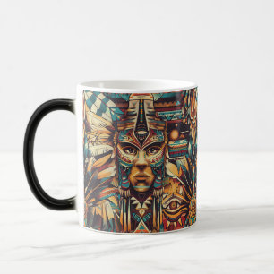 Charmant Blauw "Meso-Amerikaans Motief" Morphing M Magische Mok