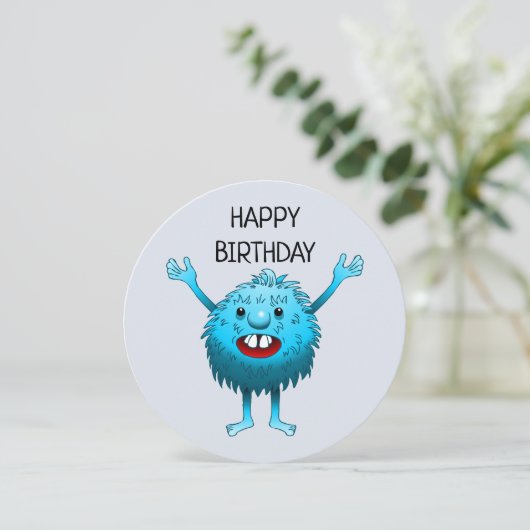 Charmant blauw schepsel kaart (Staand voorkant)