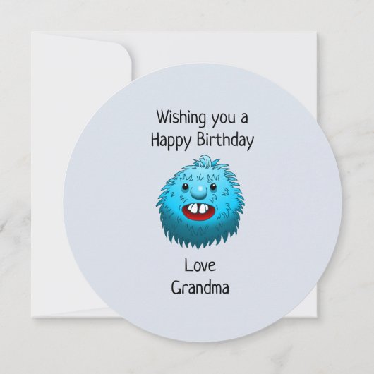 Charmant blauw schepsel kaart (Achterkant)