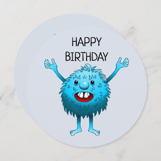 Charmant blauw schepsel kaart (Voorkant / Achterkant)