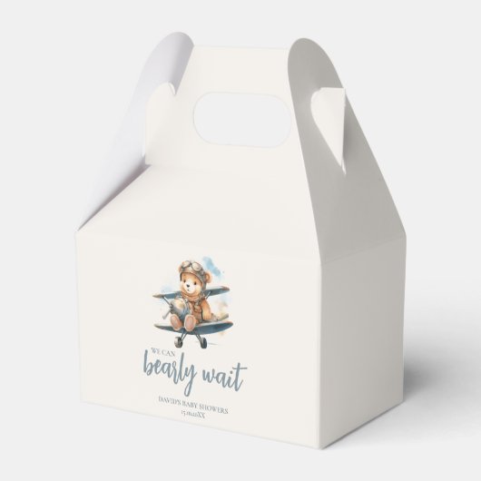 Charmant blauw Teddy Bear Boy Baby shower Bedankdoosjes (Voorkant Zijde)