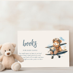 Charmant blauw Teddy Bear Boy Baby shower Informatiekaartje