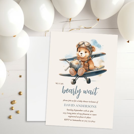 Charmant blauw Teddy Bear Boy Baby shower Kaart