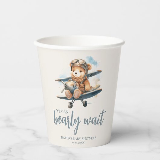 Charmant blauw Teddy Bear Boy Baby shower Papieren Bekers (Voorkant)