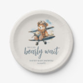 Charmant blauw Teddy Bear Boy Baby shower Papieren Bordje (Voorkant)