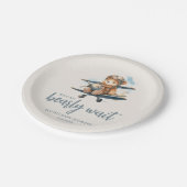 Charmant blauw Teddy Bear Boy Baby shower Papieren Bordje (Gekanteld)