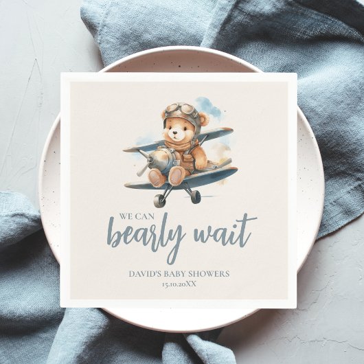 Charmant blauw Teddy Bear Boy Baby shower Servet