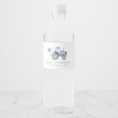 Charmant Blauw Tractor Water Fles Label Waterfles Etiket (Voorkant)