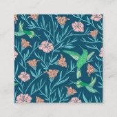 Charmant Bloemen & kolibrie Patroon Vierkante Visitekaartje (Achterkant)