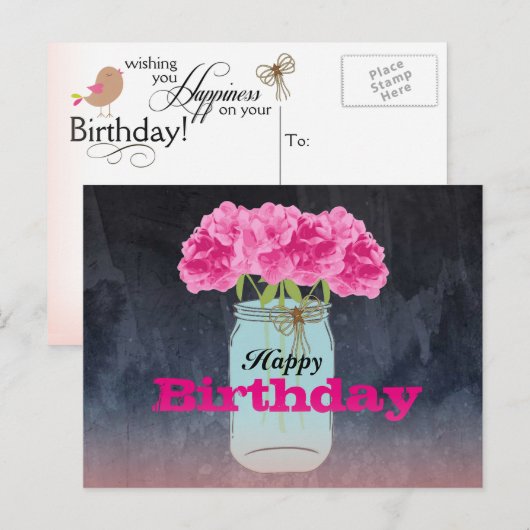 Charmant boeket Briefkaart Verjaardag Groeten (Voorkant / Achterkant)