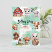 Charmant Boerderij Animal Birthday Party Uitnodigi Kaart (Staand voorkant)