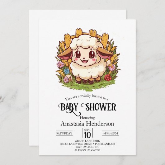 Charmant boerenerf schaap Baby shower Kaart (Voorkant / Achterkant)