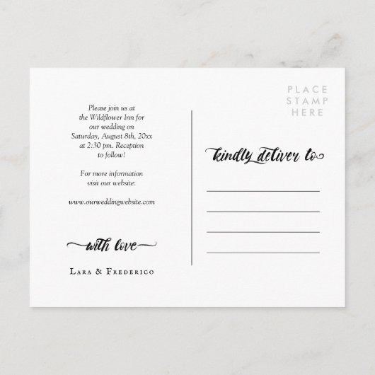 Charmant Borstel Script Fotocollage Bruiloft uitno Aankondigingskaart (Achterkant)