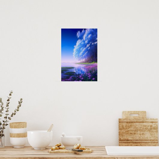 Charmant bos bij de vredige kust poster (Keuken)