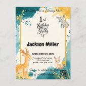 Charmant Bos Dier 1e verjaardag Uitnodiging (Voorkant)