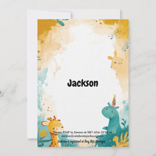 Charmant Bos Dier 1e verjaardag Uitnodiging (Achterkant)