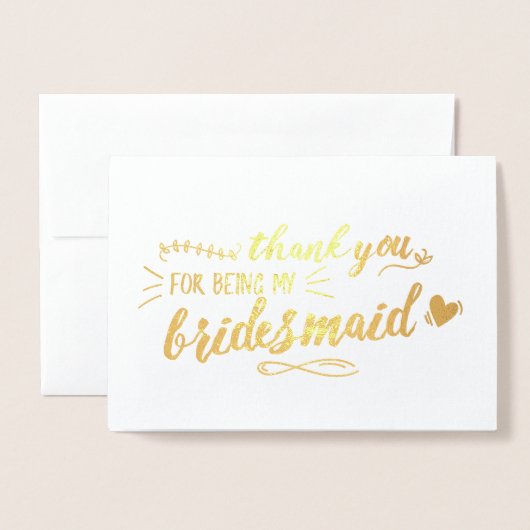 Charmant Bridesmaid Hartelijk dank Folie Kaarten (Voorkant met envelop)