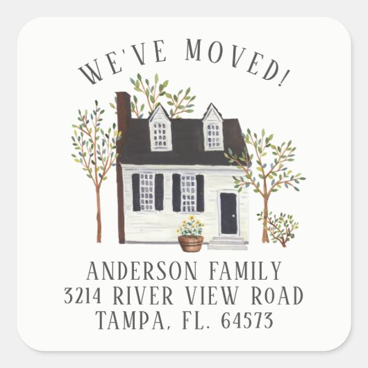 Charmant Cape House We hebben verhuisd adreslabel Vierkante Sticker (Voorkant)
