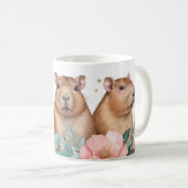 Charmant Capybara Trio en Floral Bliss Koffiemok (Voorkant rechts)