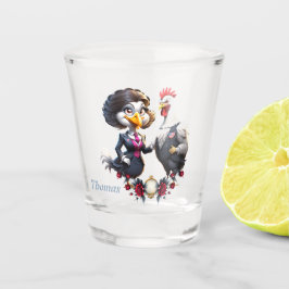 Charmant cartoon kip koppel. shot glas