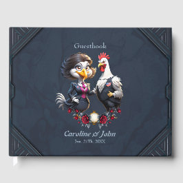 Charmant cartoon kip paar gastenboek
