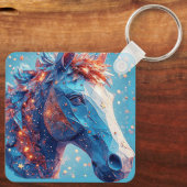 Charmant Cartoon paardenportret Sleutelhanger (Achterkant)