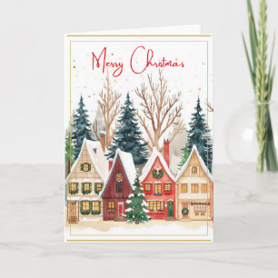 Charmant Christmas Village Wenskaart Kaart