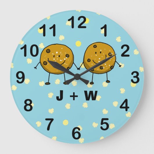 Charmant cookie paar op maat grote klok (Voorkant)