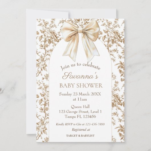 Charmant Coquette Chinoiserie Baby shower Kaart (Voorkant)