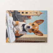 Charmant Corgi Architect Hondenliefhebber Legpuzzel (Horizontaal)