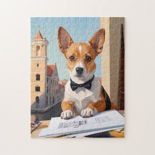 Charmant Corgi Architect Hondenliefhebber Legpuzzel (Verticaal)
