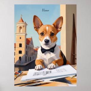 Charmant Corgi Architect Hondenliefhebber Poster