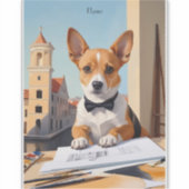 Charmant Corgi Architect Hondenliefhebber Sticker (Voorkant)