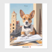 Charmant Corgi Architect Hondenliefhebber Sticker (Vel)