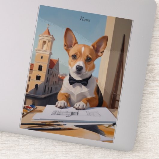 Charmant Corgi Architect Hondenliefhebber Sticker (Detail)